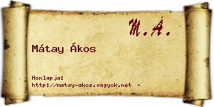 Mátay Ákos névjegykártya